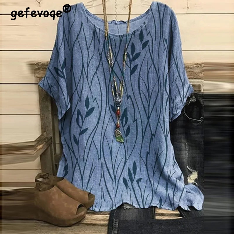 Women's Vintage Leaf Pattern Print Short Sleeve Oversized T-shirts Summer Casual Round Neck Tunic Top Female Clothing 2023 S-5XL
Women's Vintage Leaf Pattern Print Short Sleeve Oversized T-shirts Summer Casual Round Neck Tunic Top Female Clothing 2023 S-5XL