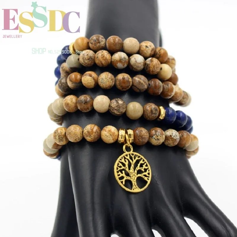 Classic 108 Prayer Mala 8mm Natural Lapis Lazuli Beads Picture Stone Bracelet Life Tree Pendant Yoga Healing Necklace Meditation
Classic 108 Prayer Mala 8mm Natural Lapis Lazuli Beads Picture Stone Bracelet Life Tree Pendant Yoga Healing Necklace Meditation