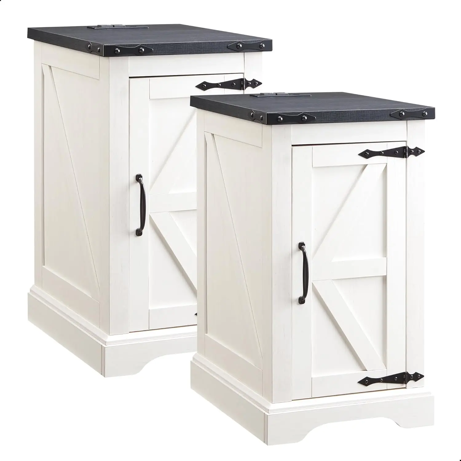 Rustic Farmhouse Nightstands Set of 2 with Charging Station, White Wood End Tables for Living Room, Bedroom
Rustic Farmhouse Nightstands Set of 2 with Charging Station, White Wood End Tables for Living Room, Bedroom