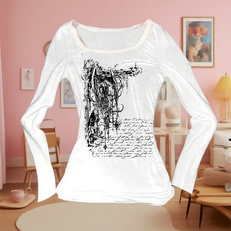 New European and American Y2K sexy temperament for spring/summer 2025 girls T-shirt printed with Gothic pattern print, two piece
New European and American Y2K sexy temperament for spring/summer 2025 girls T-shirt printed with Gothic pattern print, two piece