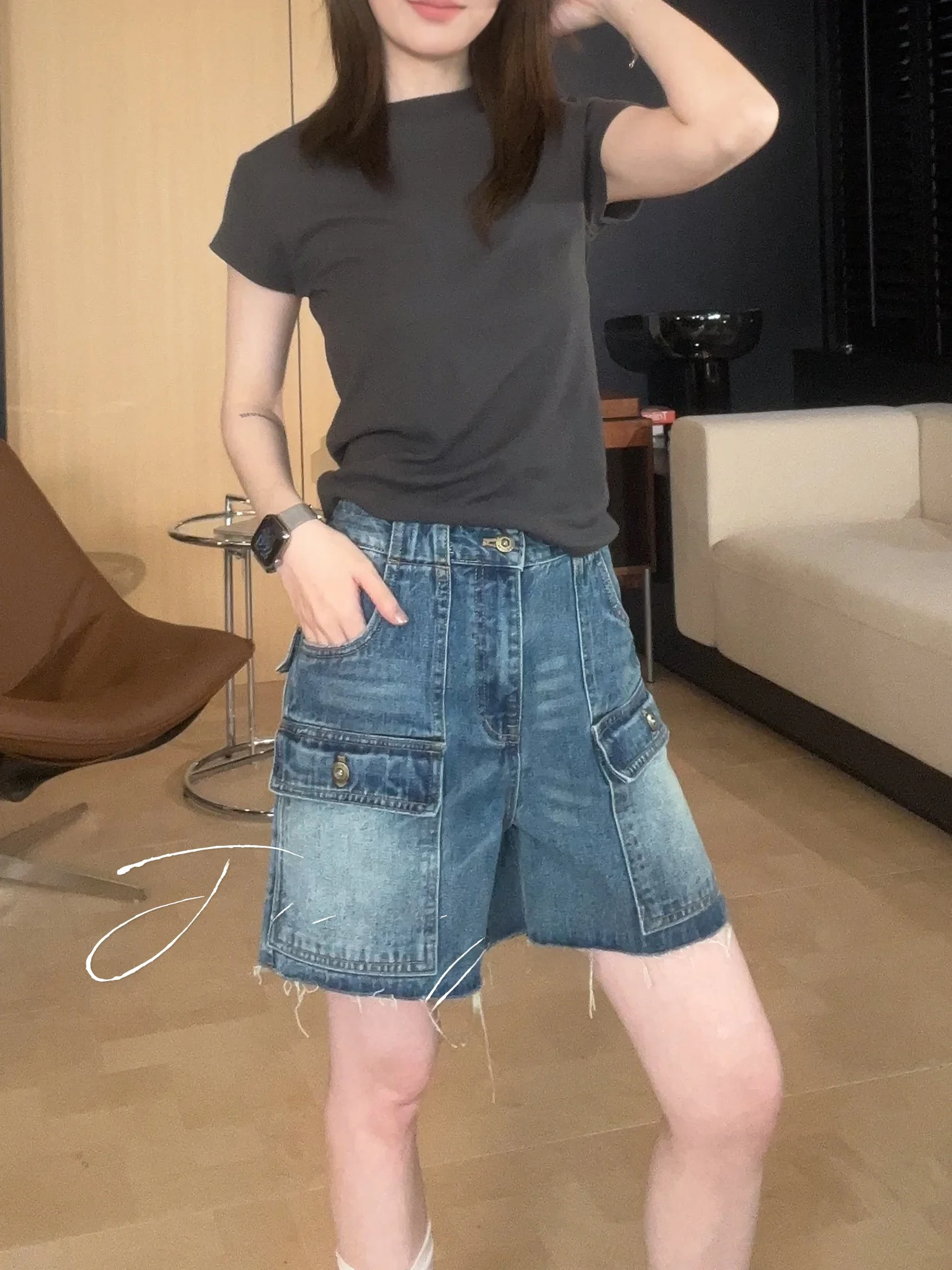 Jaajaaa Summer Cool Vintage Straight Leg Workwear Shorts Slimming Leg Lengthening Jeans Shorts Natural Waist Cotton Blend
Jaajaaa Summer Cool Vintage Straight Leg Workwear Shorts Slimming Leg Lengthening Jeans Shorts Natural Waist Cotton Blend