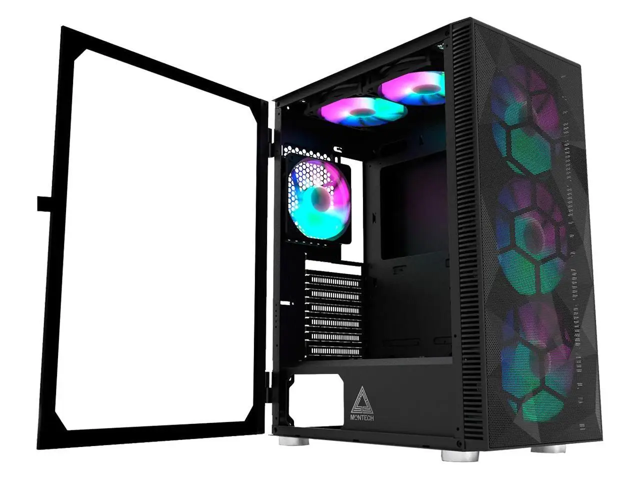 Montech X3 Mesh, 3 x 140mm& 3 x 120mm Fixed RGB Lighting Fans (Pre-Installed) ATX Mid-Tower PC Gaming Case, USB3.0, Door Open Tempered Glass Side Panel, High Airflow, Black
Montech X3 Mesh, 3 x 140mm& 3 x 120mm Fixed RGB Lighting Fans (Pre-Installed) ATX Mid-Tower PC Gaming Case, USB3.0, Door Open Tempered Glass Side Panel, High Airflow, Black