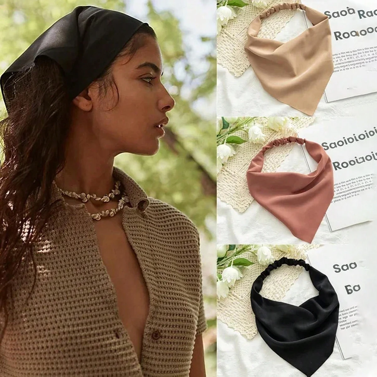 1pc Woman Girls Solid Summer Head Scarf Chiffon Triangle Bandanas Women Elastic Hairband Hair Headwear Ornaments
1pc Woman Girls Solid Summer Head Scarf Chiffon Triangle Bandanas Women Elastic Hairband Hair Headwear Ornaments