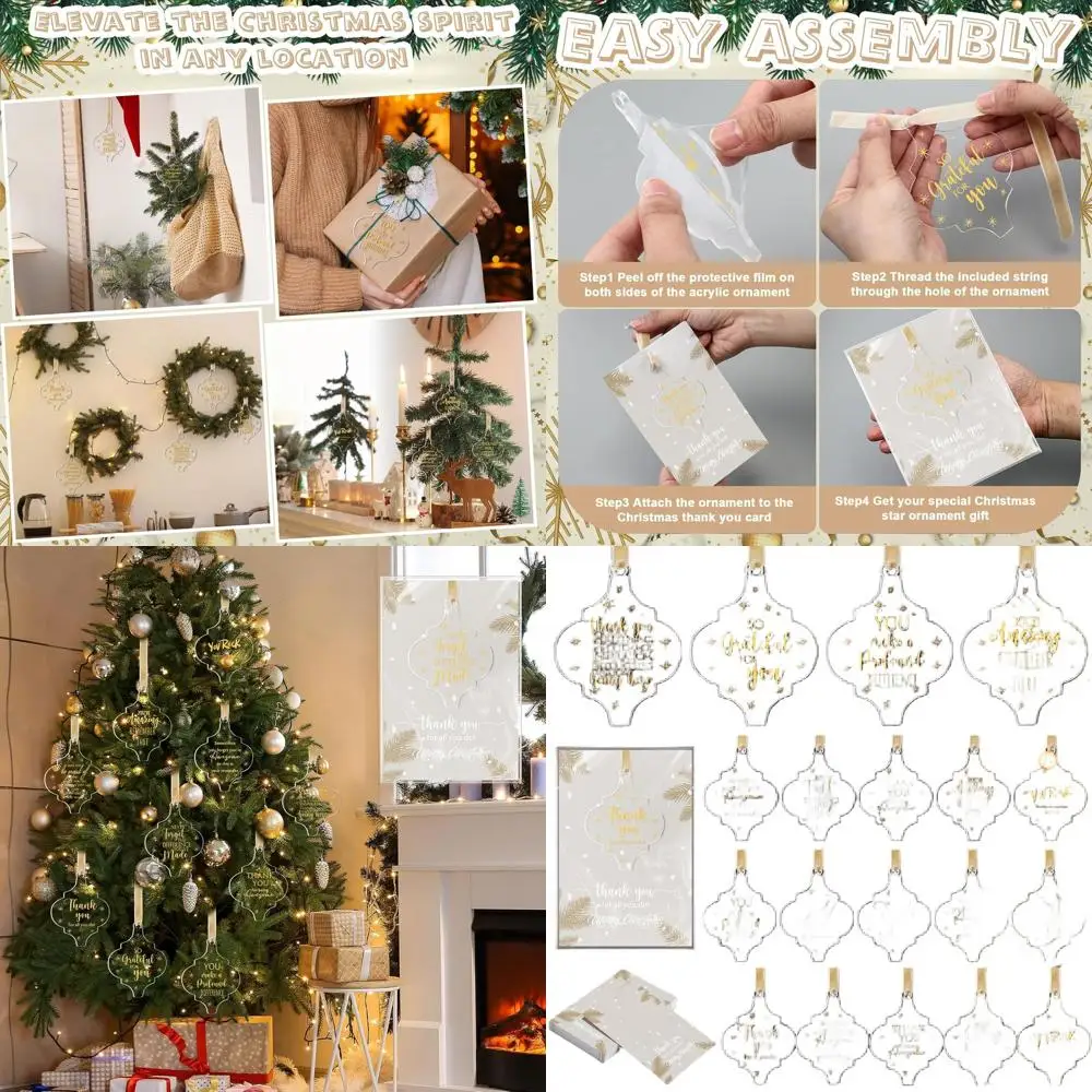 100-Set Acrylic Lantern Ornaments for Christmas Tree with Thank You Cards and Ribbons for Employee Appreciation
100-Set Acrylic Lantern Ornaments for Christmas Tree with Thank You Cards and Ribbons for Employee Appreciation