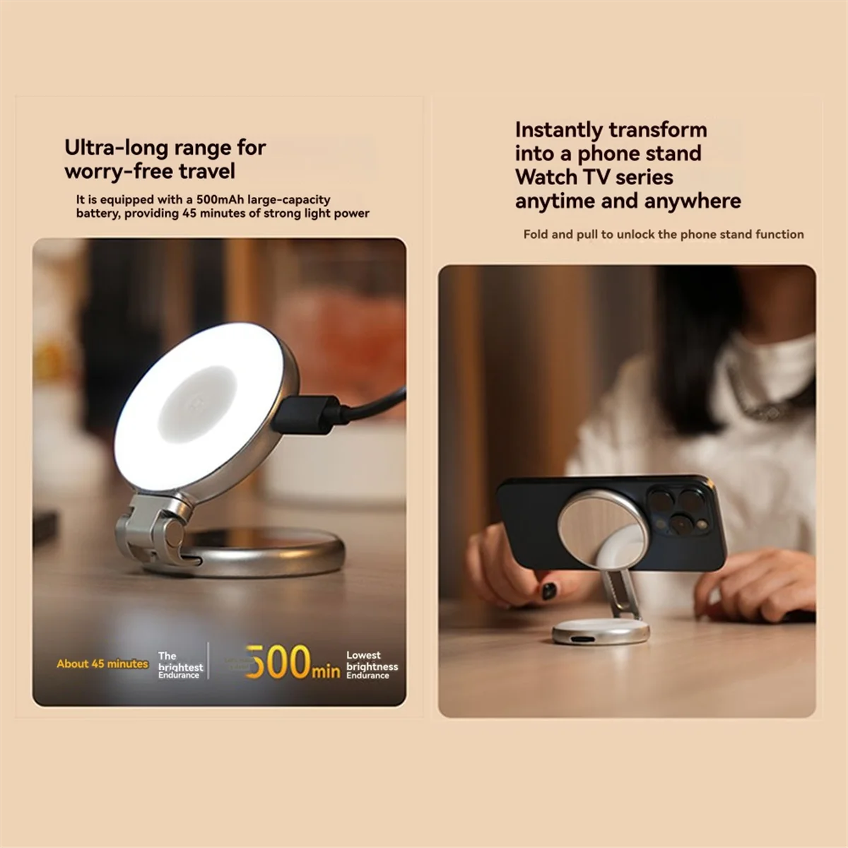 Magnetic Mini Selfie Light for Smartphones 3 Adjustable Brightness Modes for
Magnetic Mini Selfie Light for Smartphones 3 Adjustable Brightness Modes for