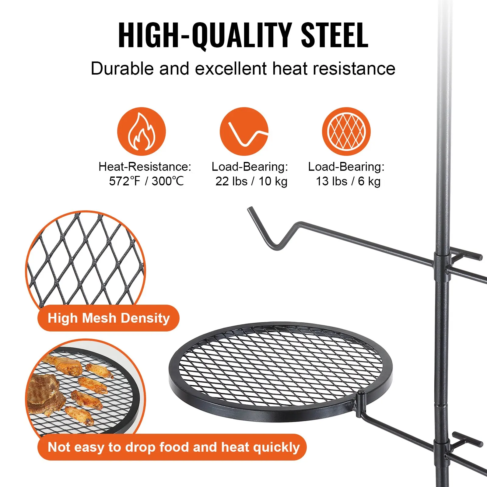 Swivel Campfire Grill, Fire Pit Grill Grate Over Fire Pits, Heavy Duty Steel Grill Grates, 360° Adjustable Open Fire Outdoor
Swivel Campfire Grill, Fire Pit Grill Grate Over Fire Pits, Heavy Duty Steel Grill Grates, 360° Adjustable Open Fire Outdoor