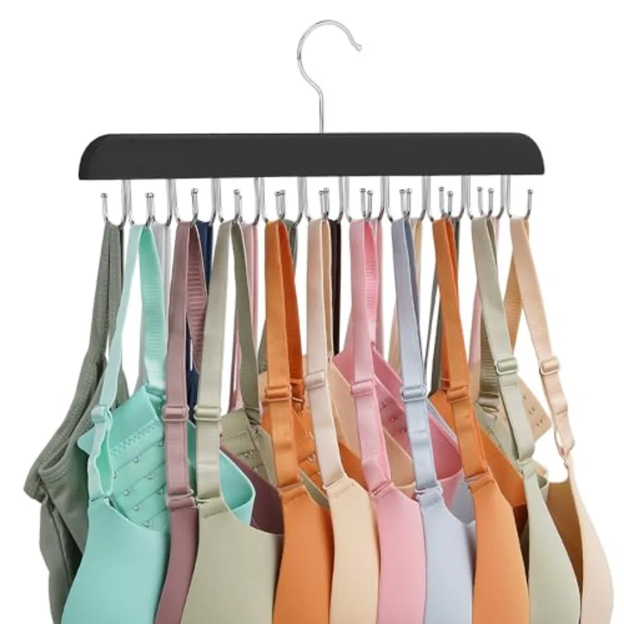 Closet bra hanger for sport bras and tank tops, wooden space-saving organizer with 20 hooks, black sturdy design for efficient
Closet bra hanger for sport bras and tank tops, wooden space-saving organizer with 20 hooks, black sturdy design for efficient