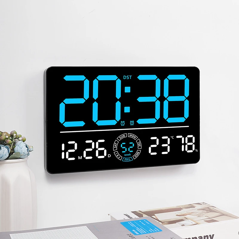 LED Digital Wall Clock Temperature Date Week Humidity Display Timing Function Dual Alarms Electronic Wall Clock for Living Room
LED Digital Wall Clock Temperature Date Week Humidity Display Timing Function Dual Alarms Electronic Wall Clock for Living Room
