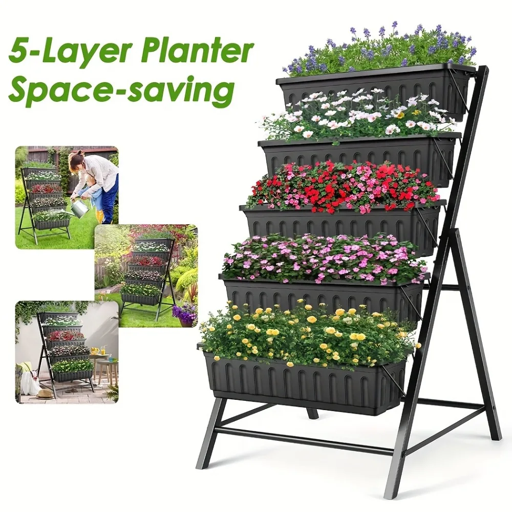 5-Tier Raised Garden Bed Planter Box, 4ft Vertical Garden, for Patio Balcony Flower Herb Freestanding Garden Planter, Artificial Plants
5-Tier Raised Garden Bed Planter Box, 4ft Vertical Garden, for Patio Balcony Flower Herb Freestanding Garden Planter, Artificial Plants
