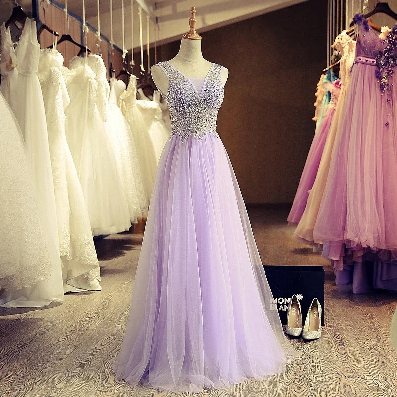 Lilac Bridesmaid Dress Long New Tulle Crystal Sexy V Neck Lilac Bridesmaid Dress Long A Line Wedding Party Gown Real Vestido
Lilac Bridesmaid Dress Long New Tulle Crystal Sexy V Neck Lilac Bridesmaid Dress Long A Line Wedding Party Gown Real Vestido