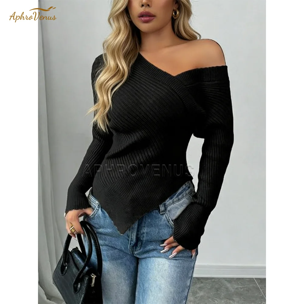 Женский вязаный свитер в рубчик с открытыми плечами, длинными рукавами, облегающий, мягкий, эластичный, с асимметричным подолом, повседневный модный пуловер-топ
Женский вязаный свитер в рубчик с открытыми плечами, длинными рукавами, облегающий, мягкий, эластичный, с асимметричным подолом, повседневный модный пуловер-топ
