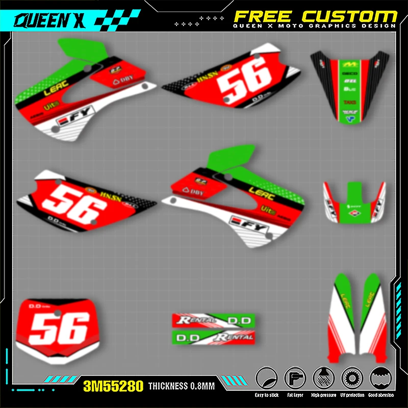 Queen X MOTOR Custom Team Motorcycle Graphics Background Decal Stickers Kits For KAWASAKI KX85 1998 1999-2013 002
Queen X MOTOR Custom Team Motorcycle Graphics Background Decal Stickers Kits For KAWASAKI KX85 1998 1999-2013 002