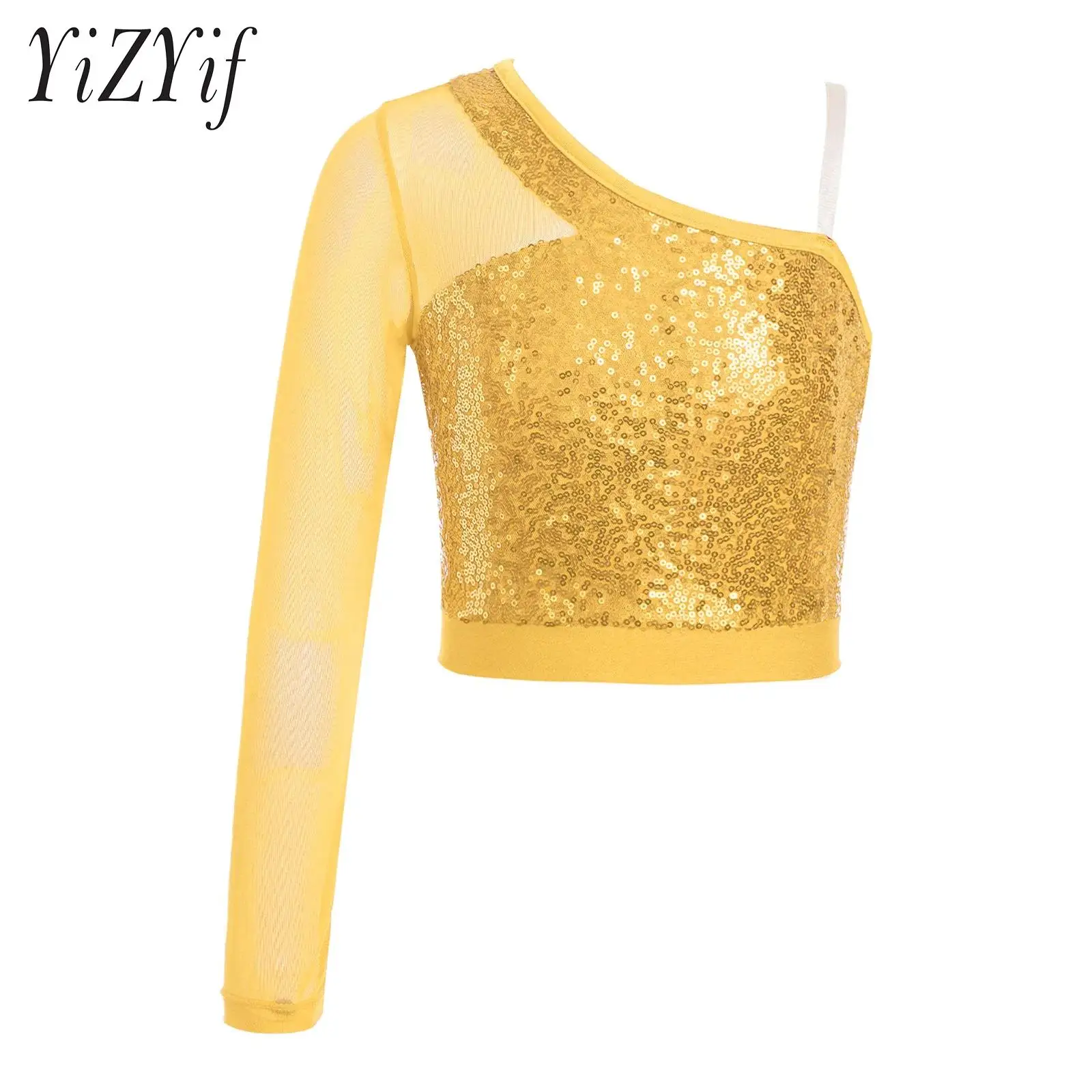 Kids Girls Sparkly Sequins Dance Top One Shoulder Sleeveless Crop Top Sheer Mesh Side Zipper Clothing for Stage Performance
Kids Girls Sparkly Sequins Dance Top One Shoulder Sleeveless Crop Top Sheer Mesh Side Zipper Clothing for Stage Performance
