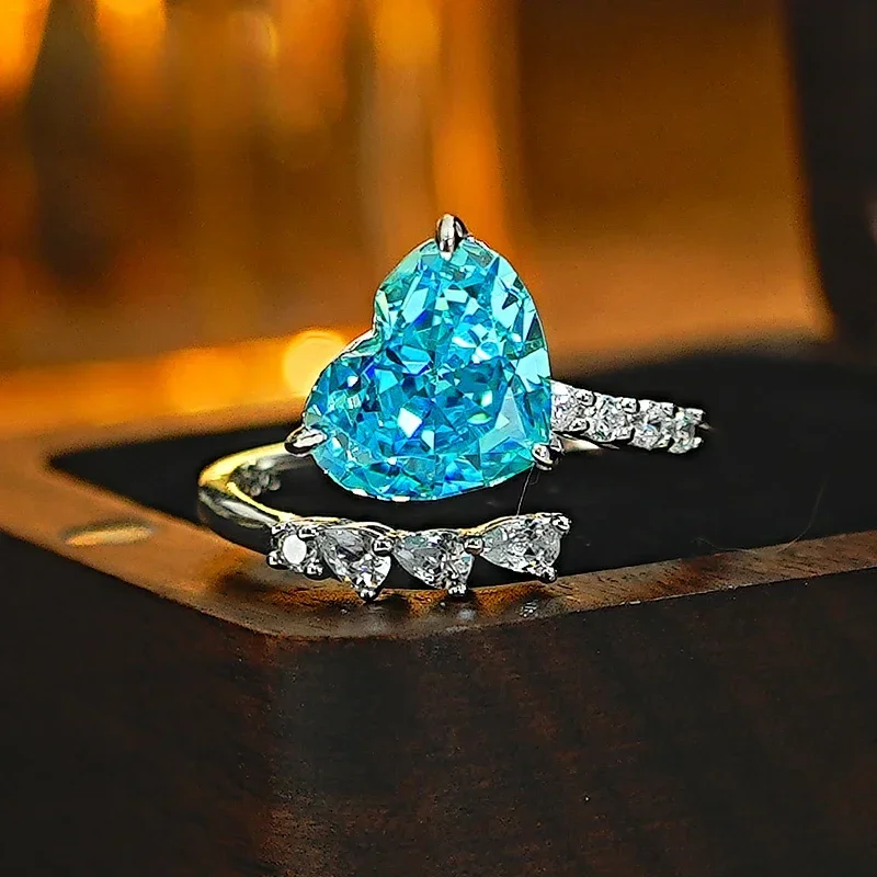 Набор серебряных колец 925 Love Sea Blue Treasure с высокоуглеродистым бриллиантом, измельченным льдом, Topa Blue Droplet, свадебные украшения
Набор серебряных колец 925 Love Sea Blue Treasure с высокоуглеродистым бриллиантом, измельченным льдом, Topa Blue Droplet, свадебные украшения