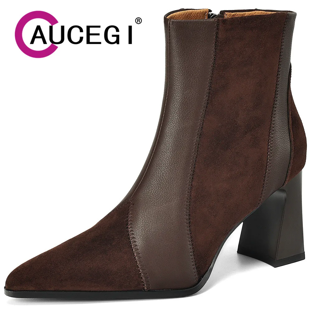 Aucegi Kid Suede Patchwork Genuine Leather Ankle Boots Pointed Toe Spring Autumn Zipper Handmade Fashion Party Dress Shoes
Aucegi Kid Suede Patchwork Genuine Leather Ankle Boots Pointed Toe Spring Autumn Zipper Handmade Fashion Party Dress Shoes