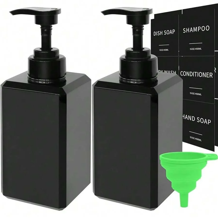 Black Soap Dispenser With Waterproof Labels, Thickened Plastic Hand Soap Dispenser For Bathroom, Kitchen Dish Washing Liquid Bo
Black Soap Dispenser With Waterproof Labels, Thickened Plastic Hand Soap Dispenser For Bathroom, Kitchen Dish Washing Liquid Bo