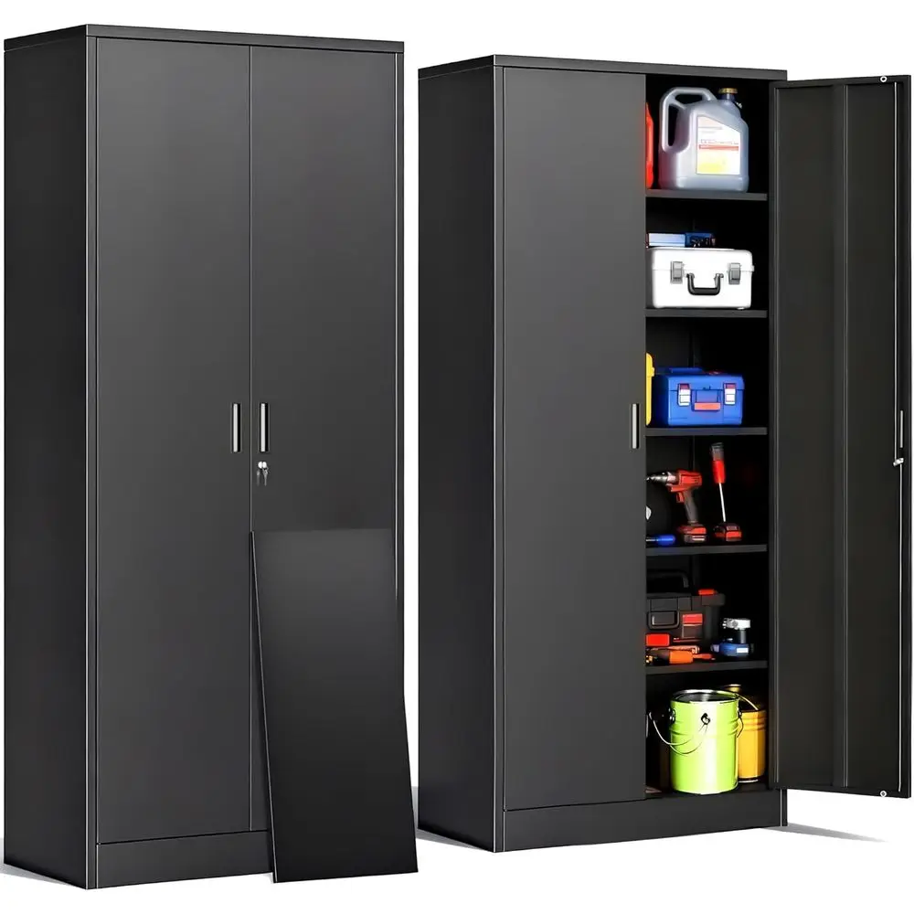 72 Tall Steel Lockable Storage Cabinet with Adjustable Shelves for Garage, Office, and Home - Black
72 Tall Steel Lockable Storage Cabinet with Adjustable Shelves for Garage, Office, and Home - Black
