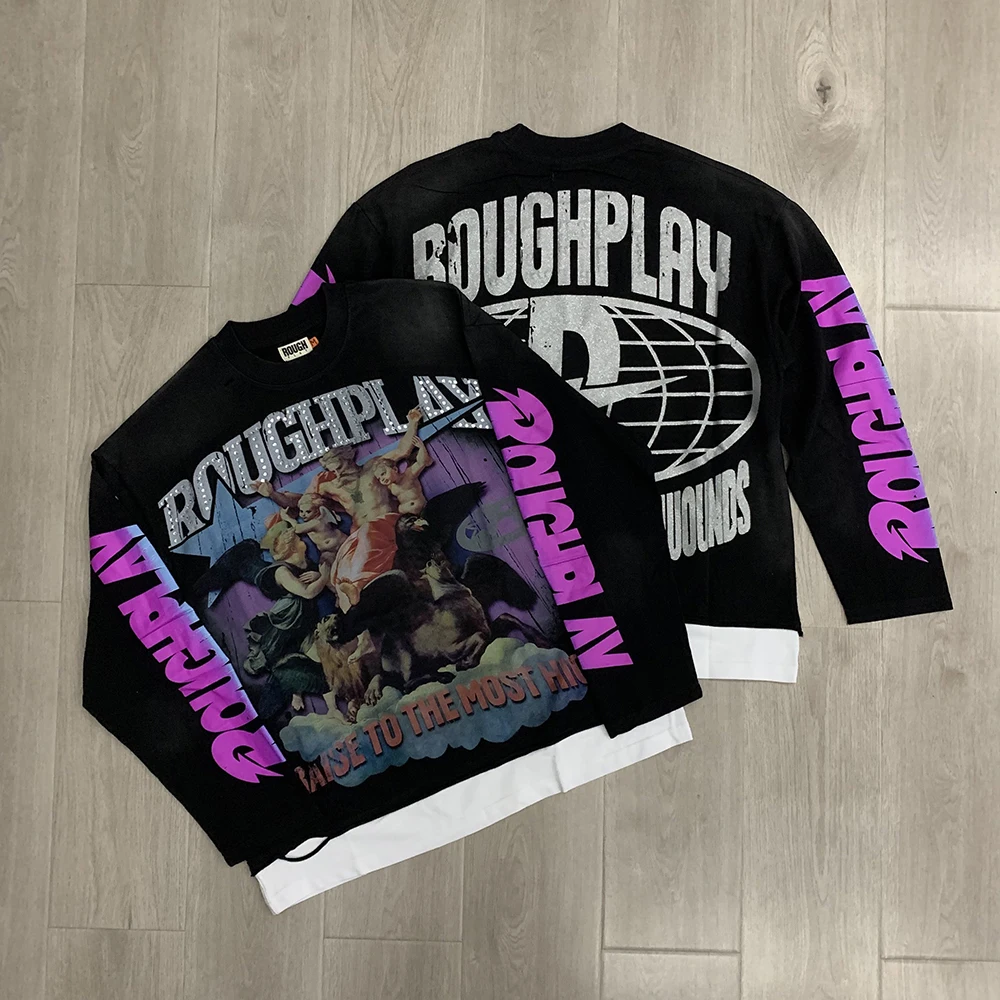 Shinning Diamond Graffiti Letter Washed Long Sleeve Tshirts for Men and Women Patchwork Vintage Pure Cotton Rhinestone Tees
Shinning Diamond Graffiti Letter Washed Long Sleeve Tshirts for Men and Women Patchwork Vintage Pure Cotton Rhinestone Tees