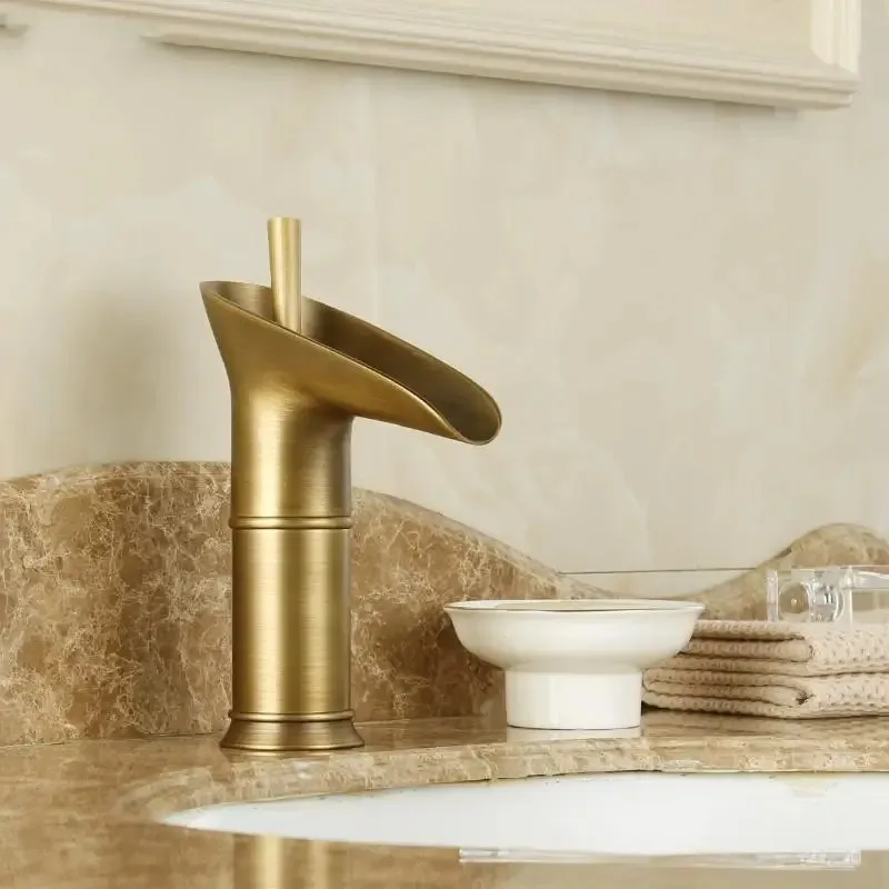 Premium Solid Copper Waterfall Faucet - Vintage Hot/Cold Bathroom Sink Tap with Anti-Leak Valve Wall/Counter Mount
Premium Solid Copper Waterfall Faucet - Vintage Hot/Cold Bathroom Sink Tap with Anti-Leak Valve Wall/Counter Mount