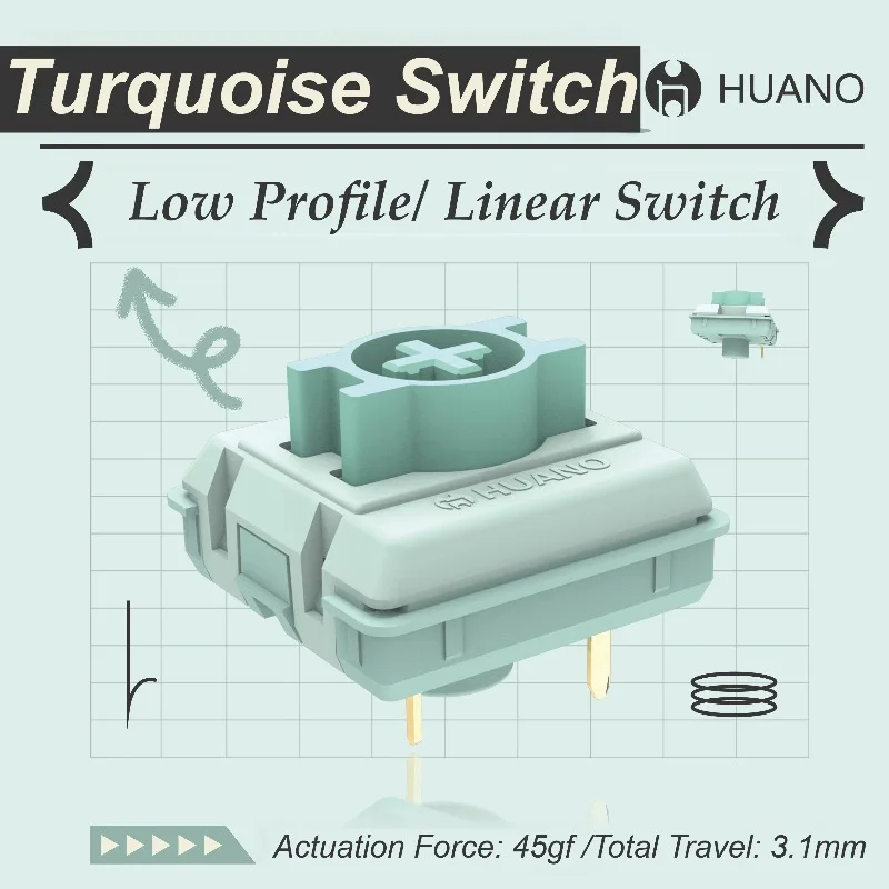 HUANO Turquoise Low Profile Switch Linear HIFI Hot Swap 45g Trigger Switches Customized Game Mechanical Keyboard Accessories MX
HUANO Turquoise Low Profile Switch Linear HIFI Hot Swap 45g Trigger Switches Customized Game Mechanical Keyboard Accessories MX