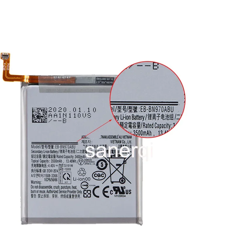 Оригинальный запасной аккумулятор для SAMSUNG EB-BN970ABU емкостью 3500 мАч для Samsung Galaxy Note 10 Note X Note 10 NoteX Note 10 5G
Оригинальный запасной аккумулятор для SAMSUNG EB-BN970ABU емкостью 3500 мАч для Samsung Galaxy Note 10 Note X Note 10 NoteX Note 10 5G