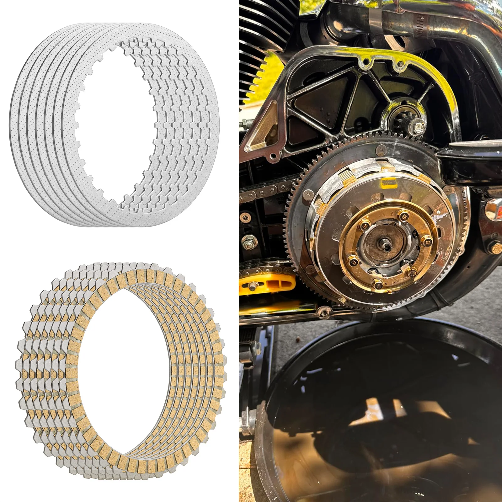 Clutch Friction Plates & Steel Friction Plate for Harley XL883 2004-2008/ Sportster 1200 Custom XL1200C/ Forty Eight XL1200X
Clutch Friction Plates & Steel Friction Plate for Harley XL883 2004-2008/ Sportster 1200 Custom XL1200C/ Forty Eight XL1200X