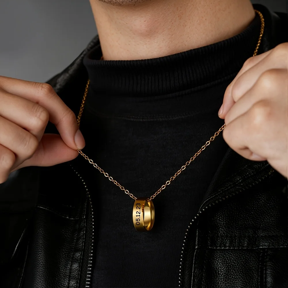 New Customized Ring Pendant Necklace Stainless Steel Engraved Text Pendant Necklace Couples Customized Ring Jewelry Gift
New Customized Ring Pendant Necklace Stainless Steel Engraved Text Pendant Necklace Couples Customized Ring Jewelry Gift