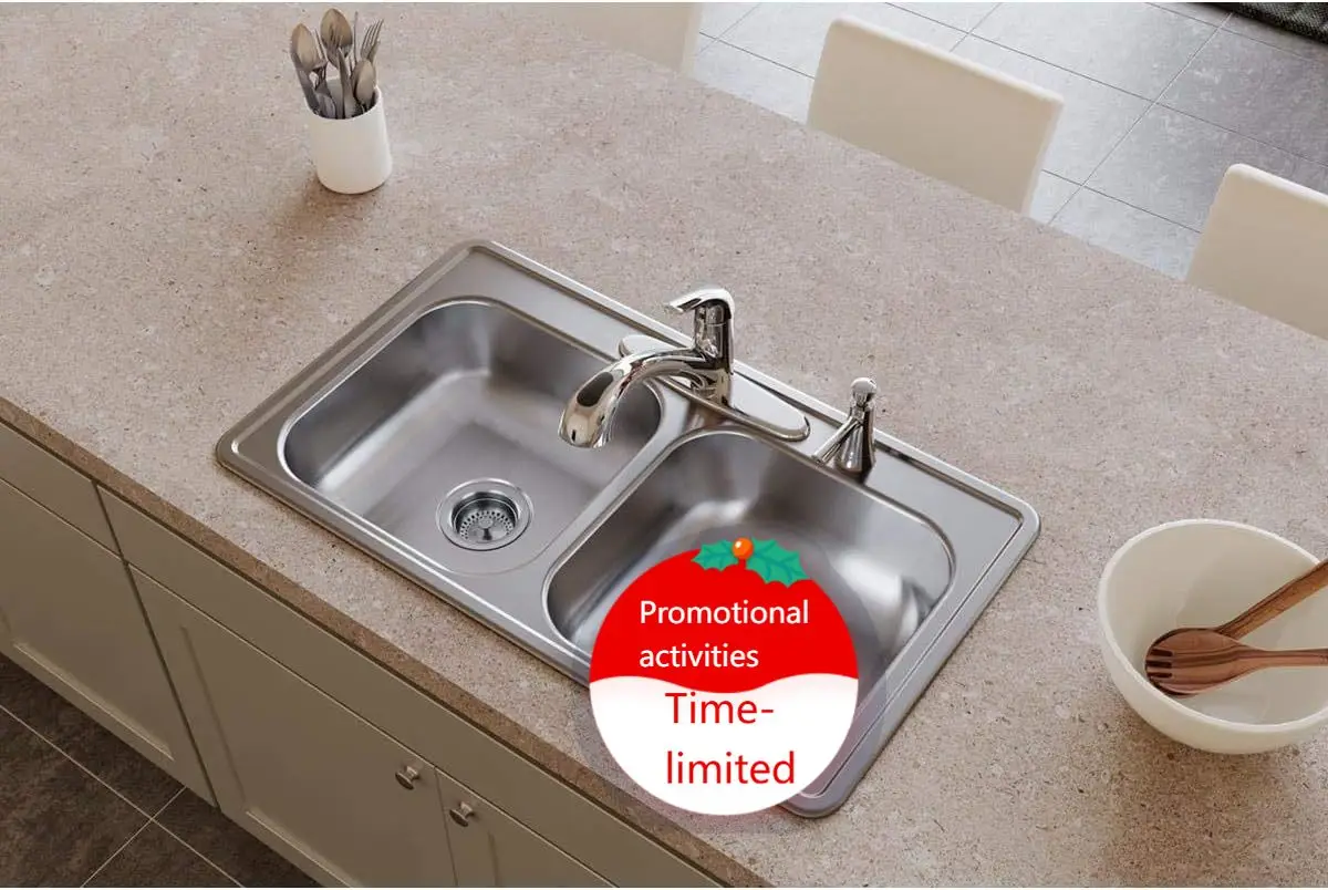 D233194 Dayton Equal Double Bowl Drop-in Stainless Steel Sink 33 x 19 x 6.5
D233194 Dayton Equal Double Bowl Drop-in Stainless Steel Sink 33 x 19 x 6.5