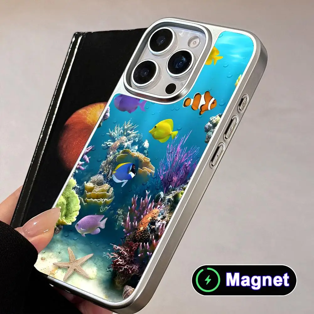 Nature Ocean Fish Phone Case for iPhone 17 16 15 14 13 12 11 Air Pro Max Plus Electroplated Silver Magnet Cover
Nature Ocean Fish Phone Case for iPhone 17 16 15 14 13 12 11 Air Pro Max Plus Electroplated Silver Magnet Cover