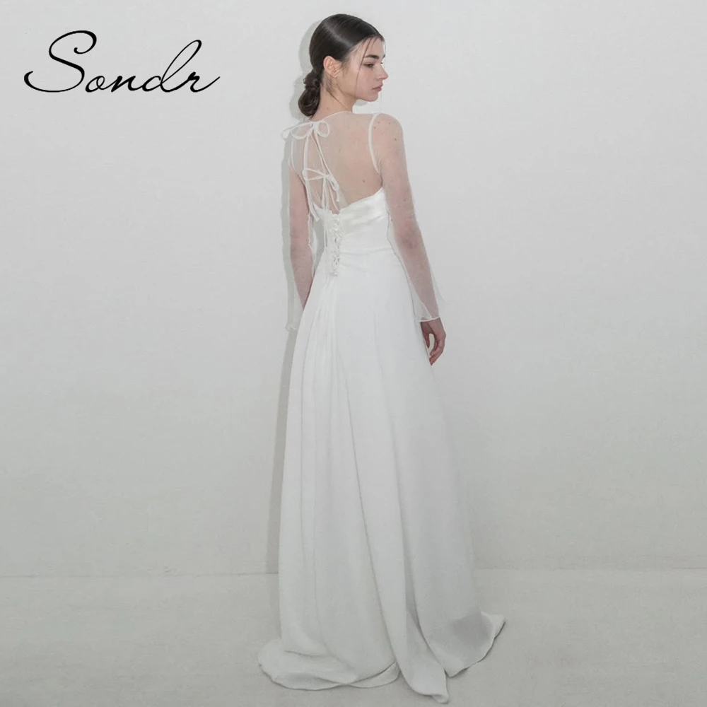 Sondr Illusion Simple Korean Wedding Dresses Photo Shoot Customized A Line Elegant Long Sleeves Self-Wedding Dress Corset Back
Sondr Illusion Simple Korean Wedding Dresses Photo Shoot Customized A Line Elegant Long Sleeves Self-Wedding Dress Corset Back