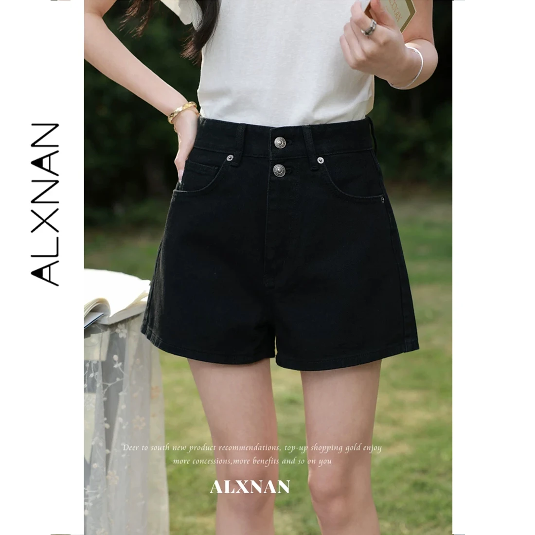 ALXNAN Black Denim Shorts Women Summer High Waist Wide Leg Jeans Casual Vintage Loose-fit Fashion Baggy Pants Female L63505
ALXNAN Black Denim Shorts Women Summer High Waist Wide Leg Jeans Casual Vintage Loose-fit Fashion Baggy Pants Female L63505