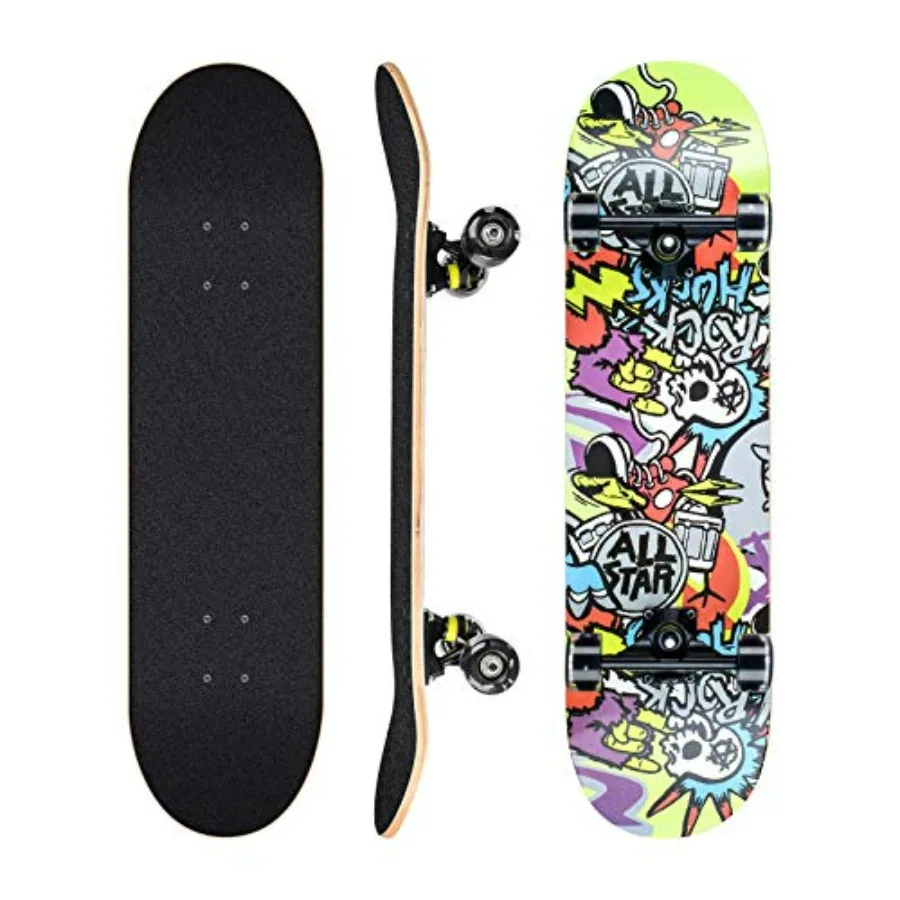 Skateboards for Beginners, 31 x 8 inch Complete Skateboard for Teens Adults, 8 Layer Maple Double Kick Deck Concave Cruiser Tri
Skateboards for Beginners, 31 x 8 inch Complete Skateboard for Teens Adults, 8 Layer Maple Double Kick Deck Concave Cruiser Tri