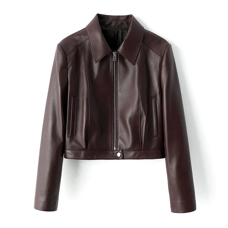 M-3XL 100% Sheepskin Women Zipper Motorcycle Leather Jacket Casual Wine Red Lapel Female Slim-fit Short Real Leather Jackets
M-3XL 100% Sheepskin Women Zipper Motorcycle Leather Jacket Casual Wine Red Lapel Female Slim-fit Short Real Leather Jackets