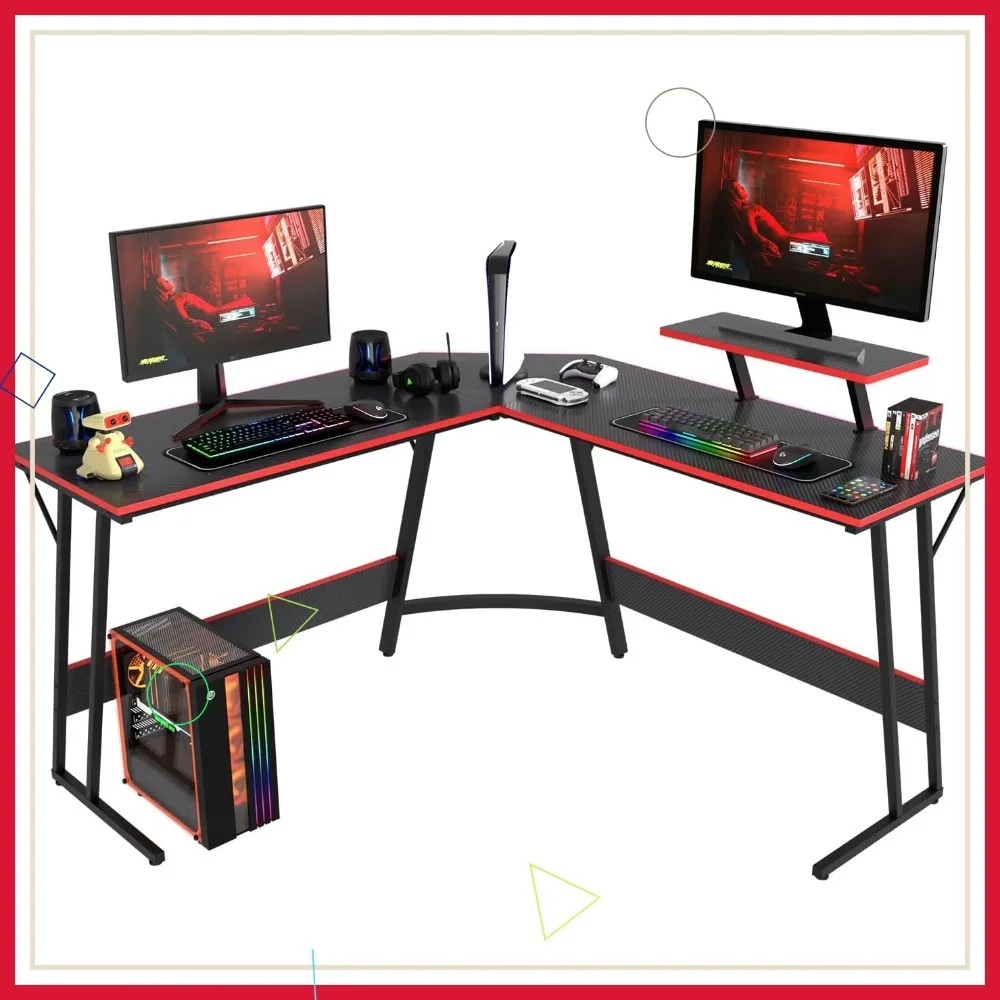 L-Shaped Corner Gaming Desk with Large Desktop for Home Office and Gaming, Black
L-Shaped Corner Gaming Desk with Large Desktop for Home Office and Gaming, Black