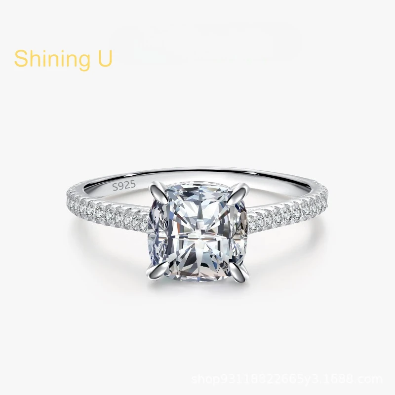 Shining u 925 sterling silver cushion cut high carbon diamond gems ring for women fine jewelry engagement wedding
Shining u 925 sterling silver cushion cut high carbon diamond gems ring for women fine jewelry engagement wedding