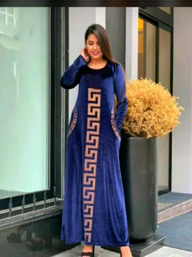 Maxi Dress Luxury Hot Diamonds Beaded Round Neck Long Sleeve Dress Gold Velvet Dress African Fashion Women 2022 New
Maxi Dress Luxury Hot Diamonds Beaded Round Neck Long Sleeve Dress Gold Velvet Dress African Fashion Women 2022 New