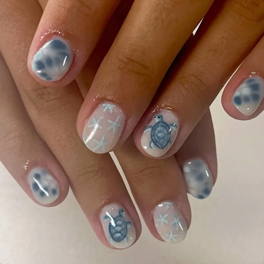 Summer Beach Pr on Nails Short Square Fake Nails White False Nails Pr ons with Starfish Turtle Design Reusable Artificial Nail
Summer Beach Pr on Nails Short Square Fake Nails White False Nails Pr ons with Starfish Turtle Design Reusable Artificial Nail