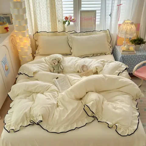 2025, neue Klasse A, superweiche, gewaschene, klebrige Baumwollkante, vierteiliges Set, Studentenwohnheim, einzelnes dreiteiliges Bettwäscheset