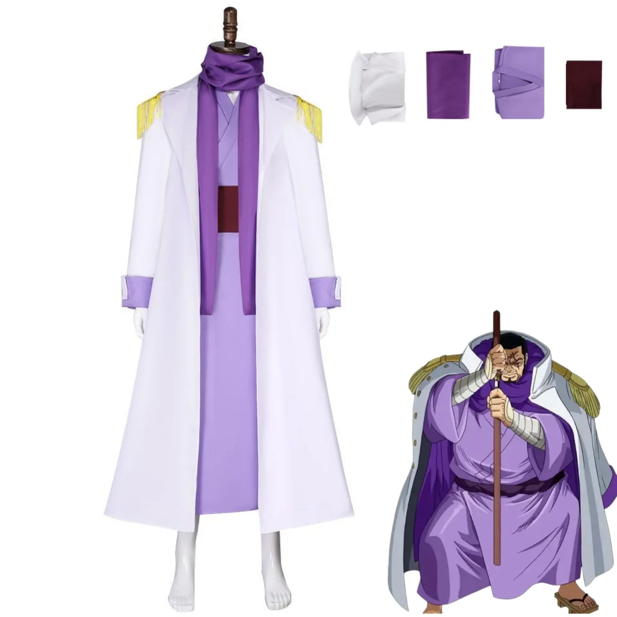 Anime Fujitora Issho Cosplay Costume Saijo O Wazamono Admiral Marine Trench Purple Kimono Cloak Adult Man Halloween Party Suit
Anime Fujitora Issho Cosplay Costume Saijo O Wazamono Admiral Marine Trench Purple Kimono Cloak Adult Man Halloween Party Suit