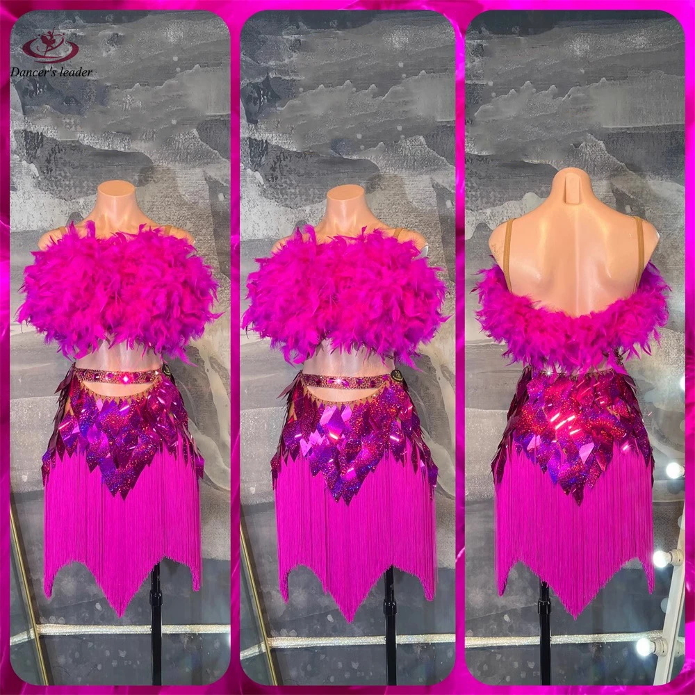 Latin Dance Professional Dress High-end Custom Neon Rose Red Sequins Tango Women Adult Standard Stage Professional Clothing
Latin Dance Professional Dress High-end Custom Neon Rose Red Sequins Tango Women Adult Standard Stage Professional Clothing