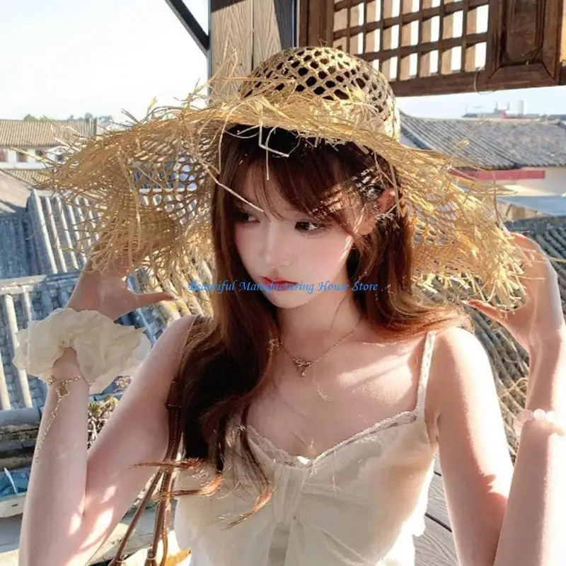 E56A Raffia Hat Oversized Brims Decorative Tassels Hat for Outfits Photo Props Breathable Beach Accessory For Women
E56A Raffia Hat Oversized Brims Decorative Tassels Hat for Outfits Photo Props Breathable Beach Accessory For Women
