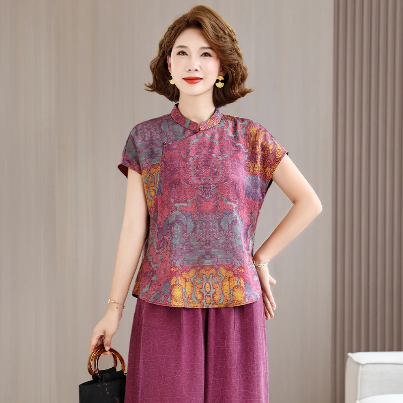 plus Size Women's T-shirt Summer New Fashion Print Casual Base Shirt Belly Covering High-End Feeling Short Sleeve Stand Collar
plus Size Women's T-shirt Summer New Fashion Print Casual Base Shirt Belly Covering High-End Feeling Short Sleeve Stand Collar