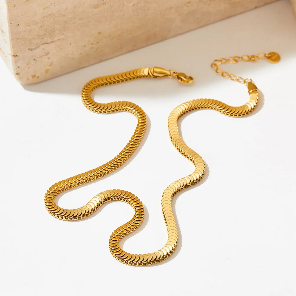 Fine Fish Scales Chain Necklace for Women Stainless Steel Gold Plated Color Vintage Accessories
Fine Fish Scales Chain Necklace for Women Stainless Steel Gold Plated Color Vintage Accessories
