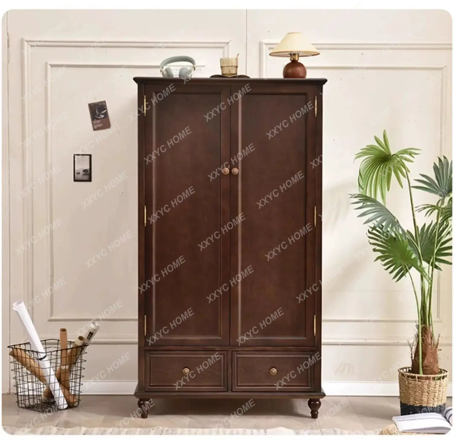 Solid wood wardrobe American country home bedroom small apartment two-door wardrobe FT
Solid wood wardrobe American country home bedroom small apartment two-door wardrobe FT
