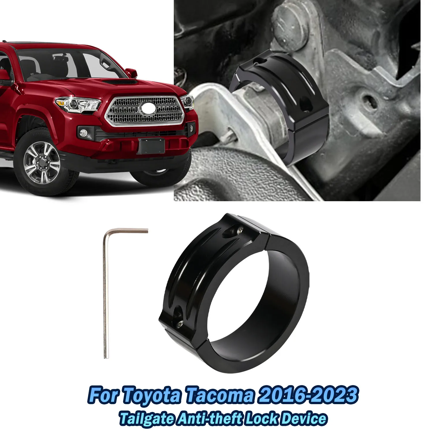 Black Tailgate Lock Anti-Theft Security Device Aluminum CNC Machined Truck Accessory For Toyota Tacoma 2016 2017 2018 2019-2023
Black Tailgate Lock Anti-Theft Security Device Aluminum CNC Machined Truck Accessory For Toyota Tacoma 2016 2017 2018 2019-2023