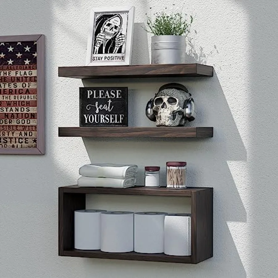 Floating Shelves Set of 3, Modern Bathroom Shelves Wall Mounted Shelves with Invisible Brackets Over Toilet, Rustic Wall Shelve
Floating Shelves Set of 3, Modern Bathroom Shelves Wall Mounted Shelves with Invisible Brackets Over Toilet, Rustic Wall Shelve