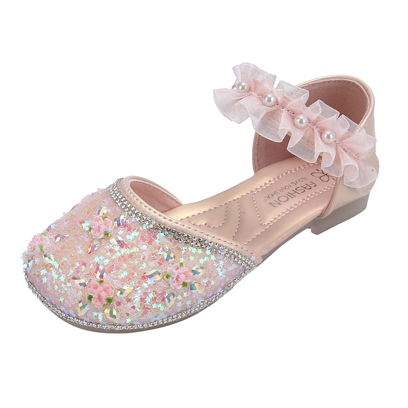 Girls Princess Shoes Lace Sweet Shiny Sequins Kids Performance Shoes Flowers Children Half Sandals Non-slip Soft 2025 Summer New
Girls Princess Shoes Lace Sweet Shiny Sequins Kids Performance Shoes Flowers Children Half Sandals Non-slip Soft 2025 Summer New