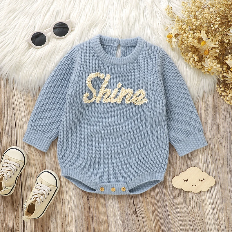 Infant Baby Autumn Winter Bodysuits Newborn Boys Girls Letter Long Sleeve Crew Neck Onesie Outfits Toddler Kids Knitted Coverall
Infant Baby Autumn Winter Bodysuits Newborn Boys Girls Letter Long Sleeve Crew Neck Onesie Outfits Toddler Kids Knitted Coverall
