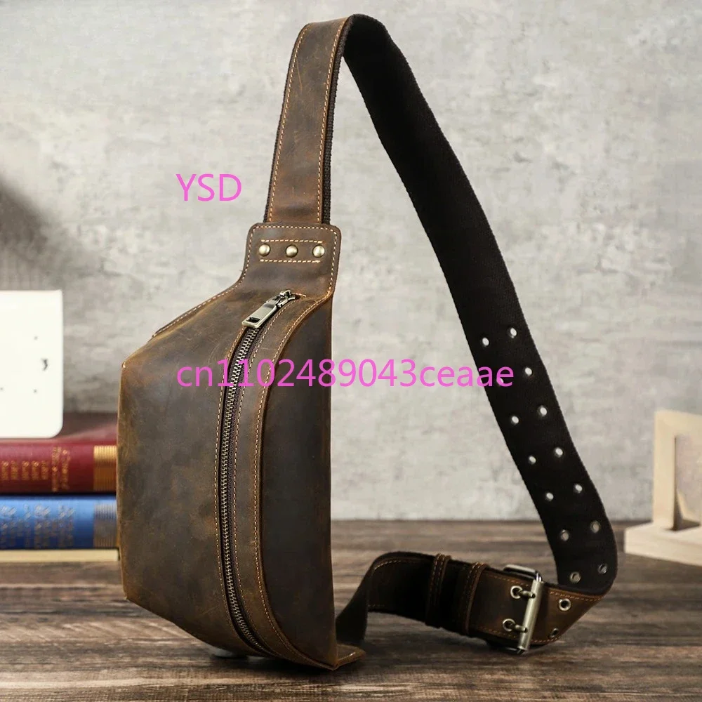 Vintage Men's Chest Bag Cowhide Leather Sling Bags Crazy Horse Leather Crossbody Shoulder Fanny Pack For Man Male
Vintage Men's Chest Bag Cowhide Leather Sling Bags Crazy Horse Leather Crossbody Shoulder Fanny Pack For Man Male