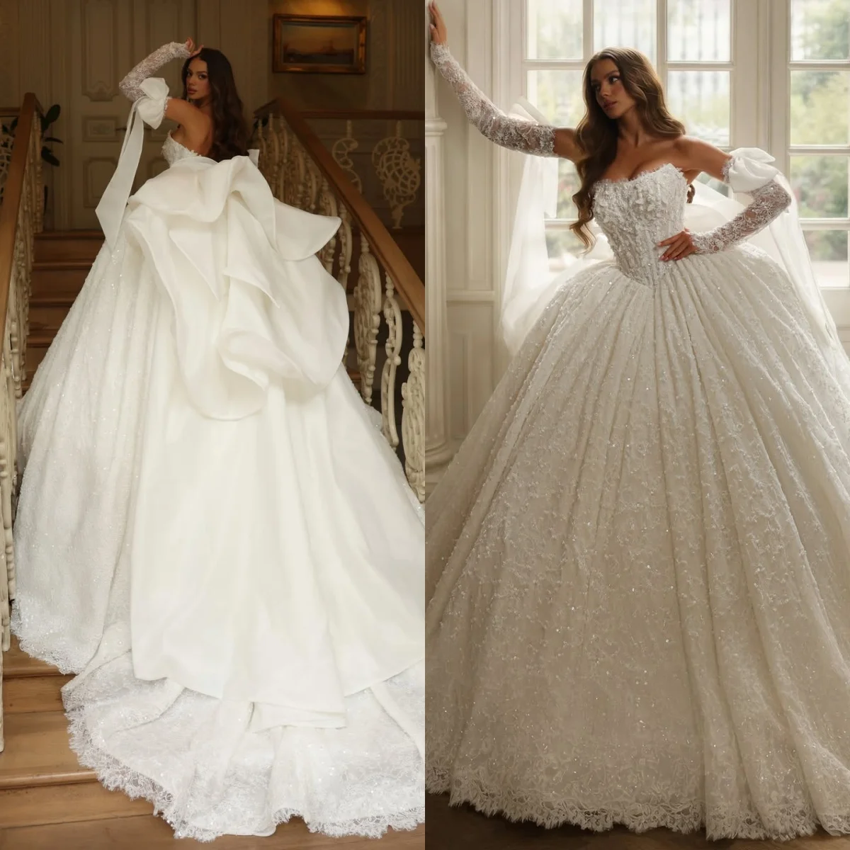 Luxury Sweetheart Full Lace Ball Dress Wedding Dress Detachable Lace Sleeves A-line Retro Bride Dress Customized
Luxury Sweetheart Full Lace Ball Dress Wedding Dress Detachable Lace Sleeves A-line Retro Bride Dress Customized